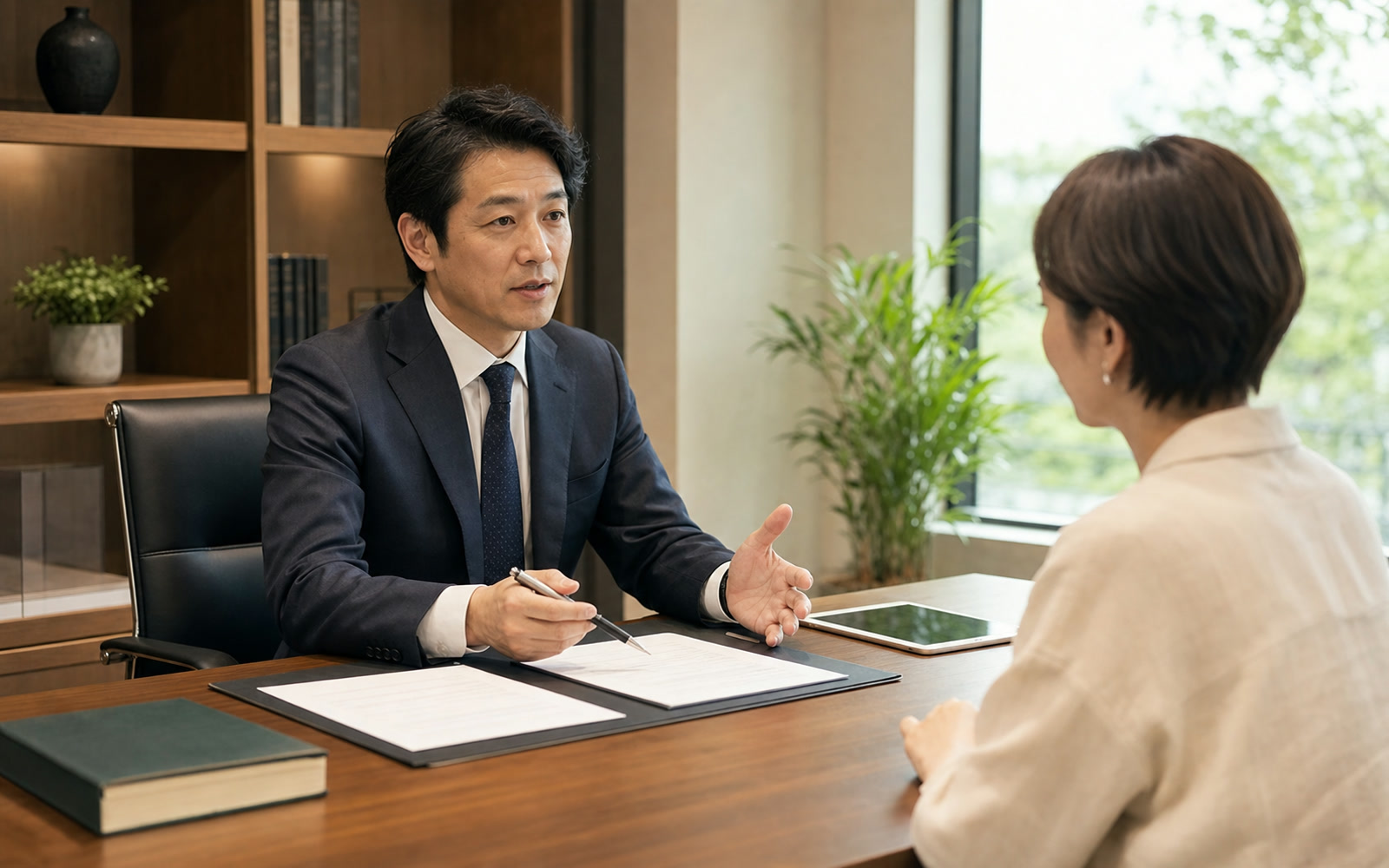 士業事務所のスタッフがタブレットで書類を確認